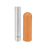 S. T. Dupont Single Cigar Case - Orange & Chrome - Image 2